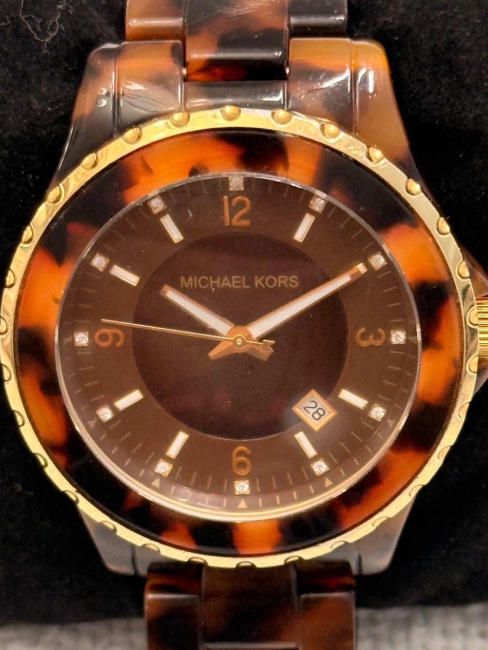 Michael Kors Brown Tortoiseshell Link Wrist Watch #1